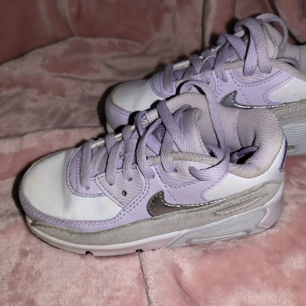 Nike Air Max 90 LTR "White/Metallic Silver/Violet Frost" Infant Girls' Shoe 10C